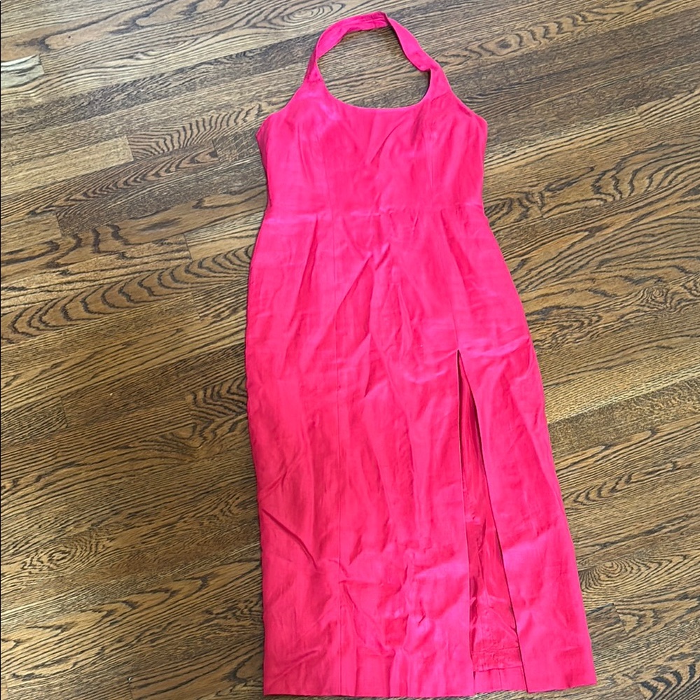 Bloomingdale's Vibrant Pink Halter Midi Dress